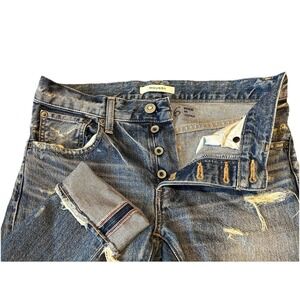 Moussy Vintage Distressed Blue Jeans Size 26 Straight Tapered Selvedge Japan